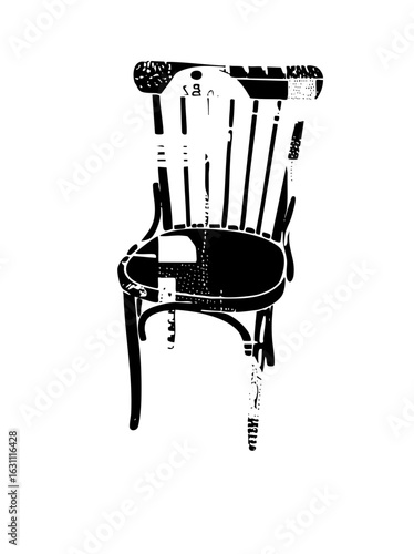 Vector Vintage wooden chair with detailed back spindles.