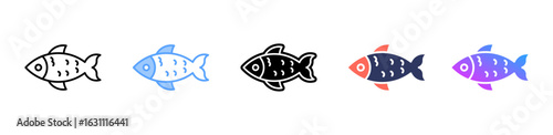 Fish icon sheet multiple style collection
