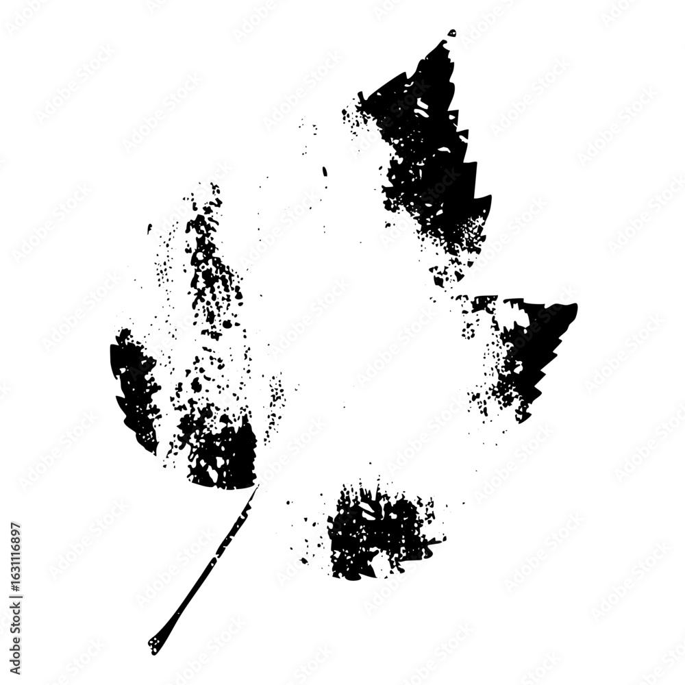 Obraz premium Vector Detailed black leaf with stem