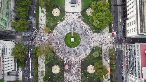 Crowd gathering in plaza lavalle, buenos aires, argentina