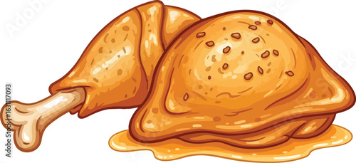 Cartoon chicken legs with crispy skin