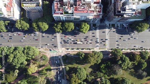 Buenos aires traffic flowing near green park