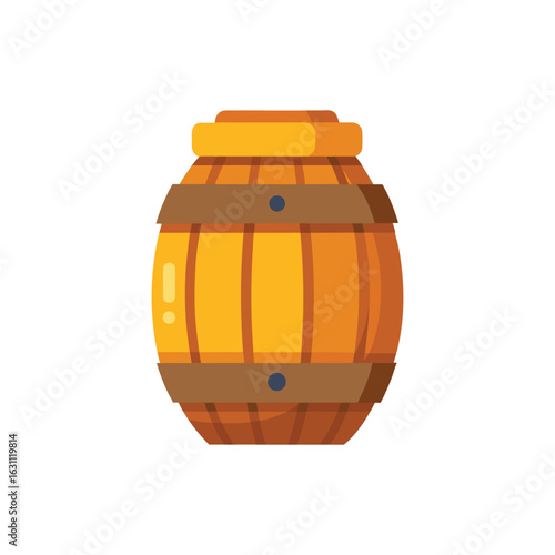  Flat and Minimal The Wooden Barrel icon vector illustration 