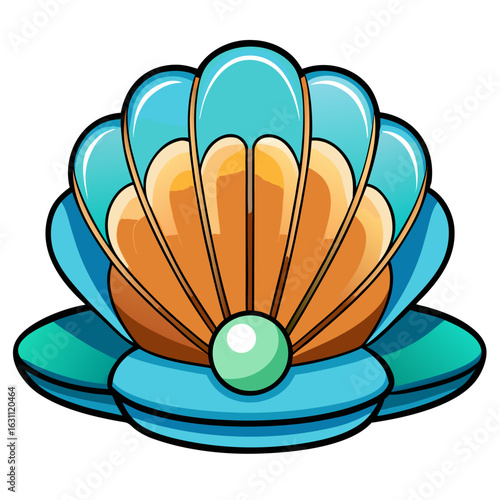 Isolated icon of sea creature shell, sea life, icon for logo or website, app, underwater animal. Simple cartoon vector icon of exotic marine organism or shellfish.