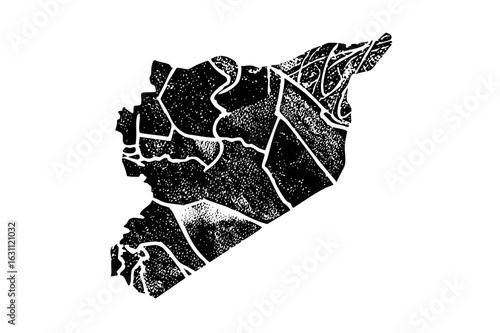 Vector Abstract portrait of a mans face composed of fragmented shapes.