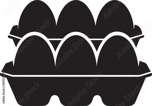 Stacked egg cartons silhouette icon for grocery, food, and farm