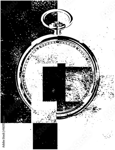 Vector Vintage pocket watch with bold numeral.