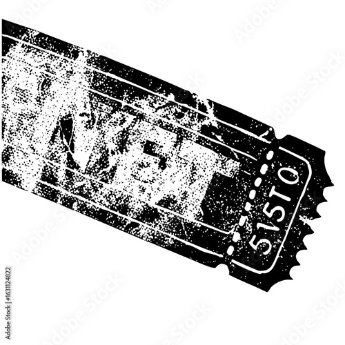 Vector Distressed ticket stub with numeric code .