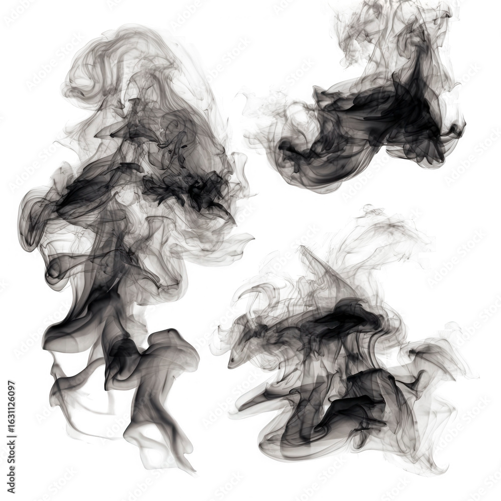 Fototapeta premium Abstract ink blots, grayscale, flowing shapes