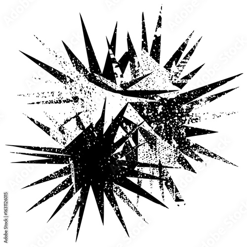 Vector Dynamic burst shapes with distressed texture create an energetic explosion.
