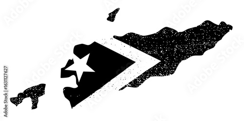 Vector Geometric flag with a central star and textured shapes.