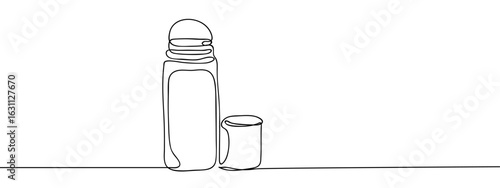 Continuous vector line of roll-on, transparent background, editable stroke.