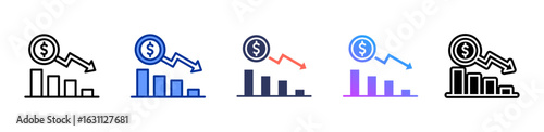 Depreciation icon sheet multiple style collection