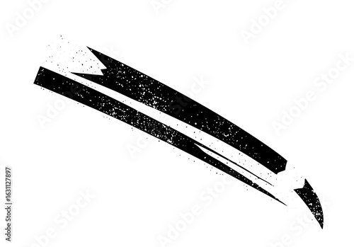 Vector Dynamic arrow with distressed texture conveys forward motion.