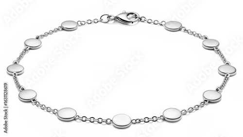 Wallpaper Mural Elegant Silver Anklet with Round Discs and Lobster Clasp isolated on White Background Torontodigital.ca