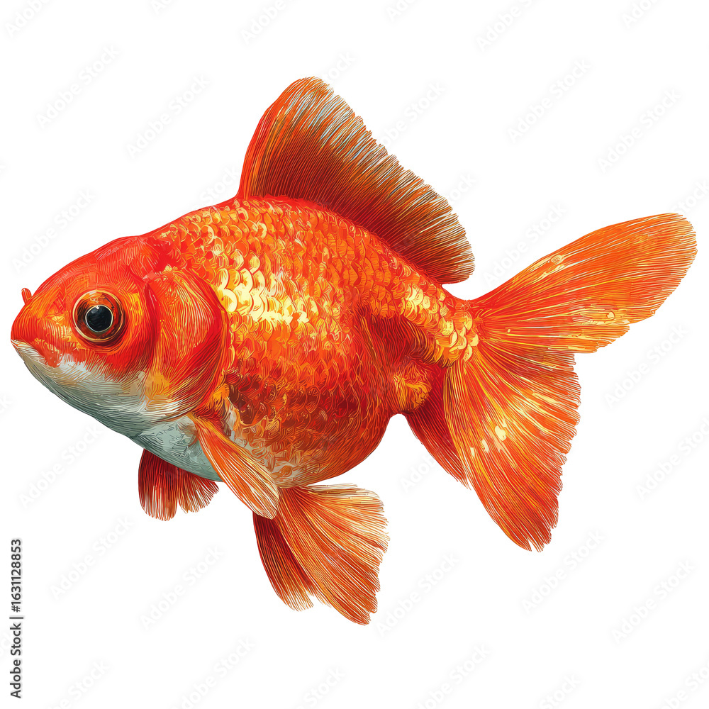 Fototapeta premium Orange goldfish, side view