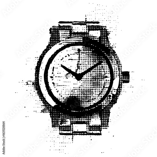 Vector Monochrome wristwatch with time displayed