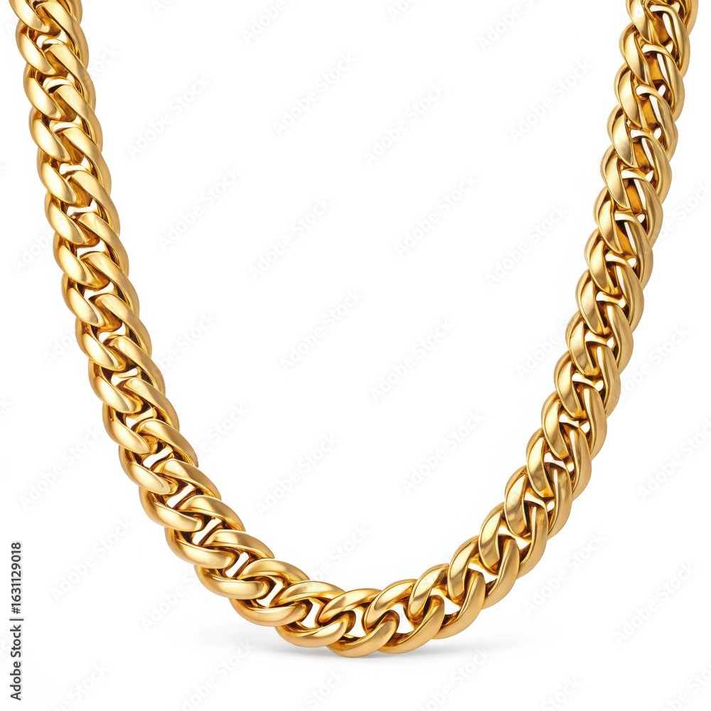 Obraz premium Gold Cuban Link Chain Necklace isolated on White Background