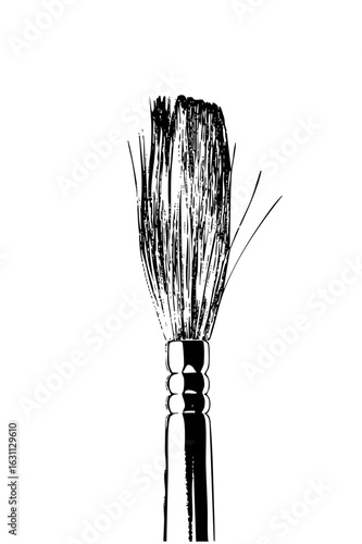 Vector Detailed of a makeup brush with a textured bristle head.