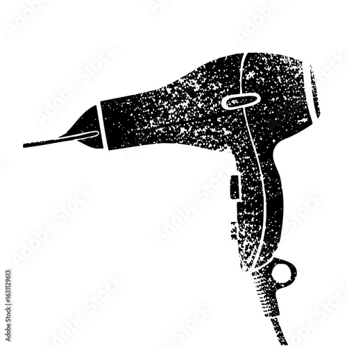 Vector Detailed of a black hair dryer with a textured finish.