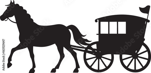 Horse drawn carriage silhouette traditional transport icon