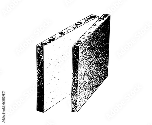 Vector Detailed of a layered panel structure with textured surfaces.