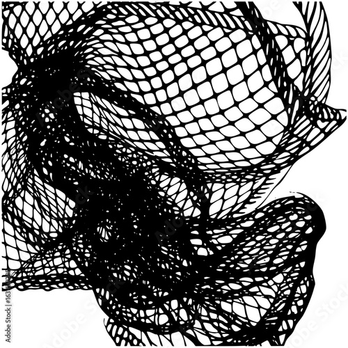 Vector Abstract distorted face with geometric mesh .