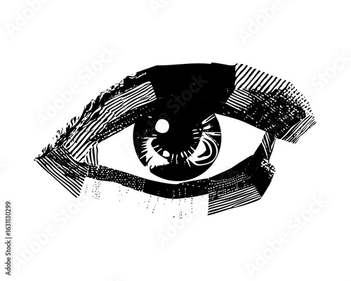 Vector Detailed of a stylized human eye with expressive lashes.