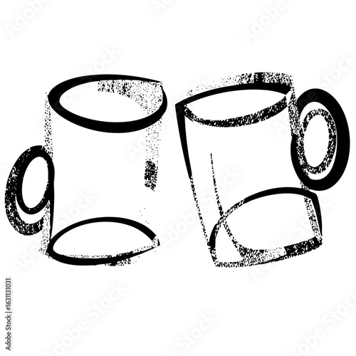 Vector Abstract geometric shapes depict fragmented glass containers.