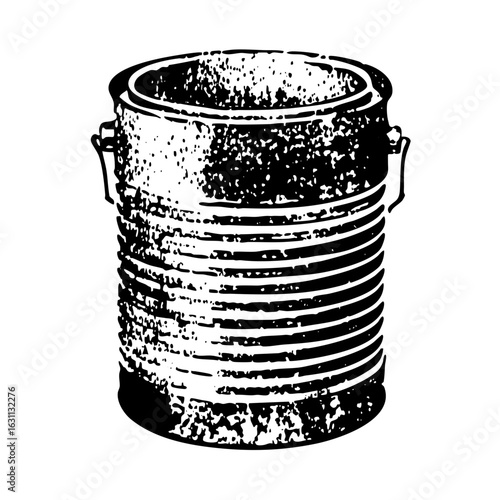 Vector Distressed metal bucket with handle