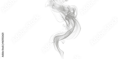A grey smoke plume rising vertically against a black background in a digital pixelated style