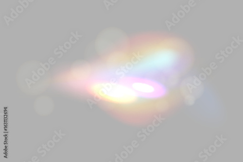 Prism light overlay with rainbow light effect, transparent flares of crystal diamond, vector background.