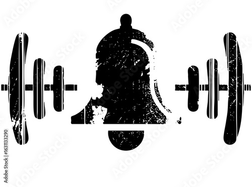Vector Silhouette of a weightlifter integrated with a barbell .