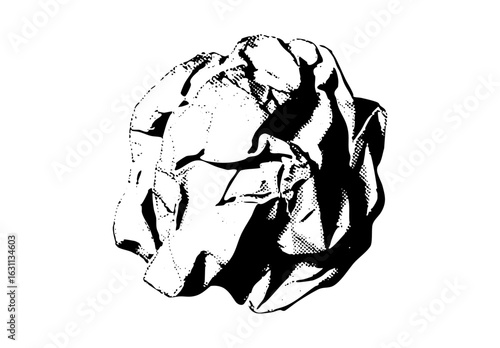 Vector Abstract crumpled paper in monochrome style.
