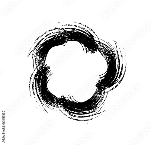 Vector Dynamic brushstroke circle creates an abstract swirling .