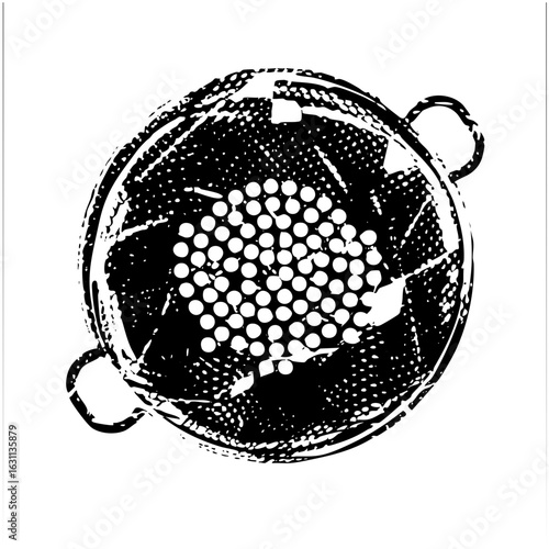 Vector Rustic pan with spherical contents