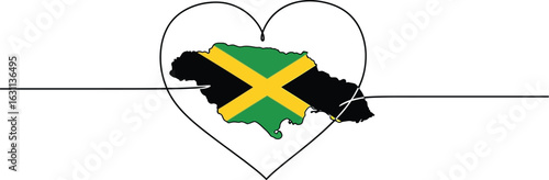 Jamaica flag heart outline love for jamaica travel and tourism art