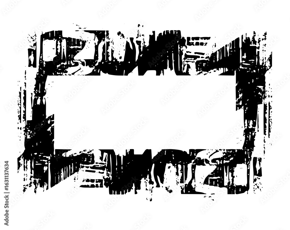 Fototapeta premium Vector Distressed rectangular frame with rough edges.