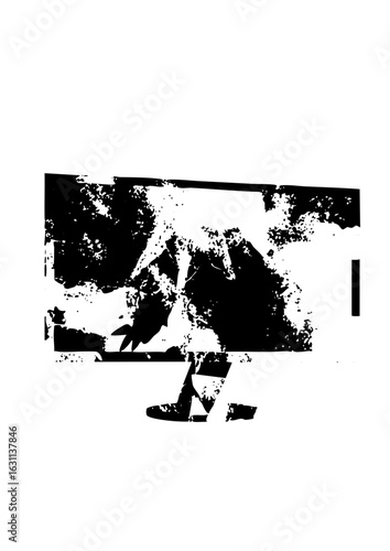 Vector Person interacting with a digital display featuring mountainous terrain.