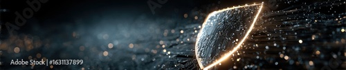 Dynamic shield formation digital studio visual effect animation dark environment close-up view technology concept