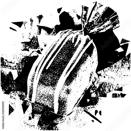Vector Striking squash with textured details and flowing lines.