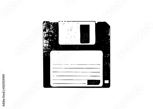 Vector Vintage floppy disk with label space.