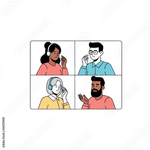 Diverse Team in Virtual Meeting on Video Conference Call for Remote Business Communication