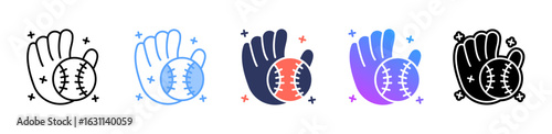 Baseball Glove icon sheet multiple style collection