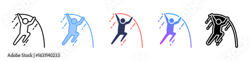 Pole Vault icon sheet multiple style collection