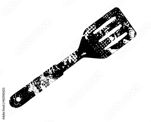 Vector Black kitchen turner with distressed texture.