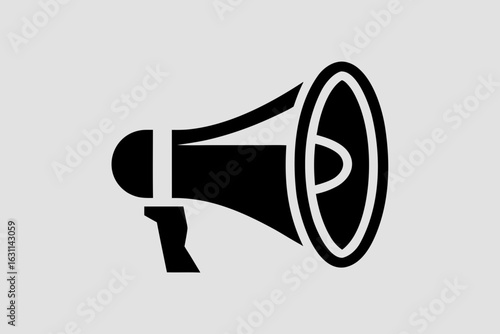 Vector Icon Of A Black Megaphone For Announcement, Promotion, Marketing, And Public Speaking