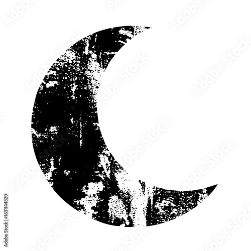 Vector Distressed moon with a grunge texture.