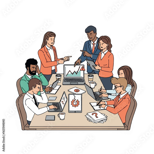 Business Team Meeting with Financial Problems.