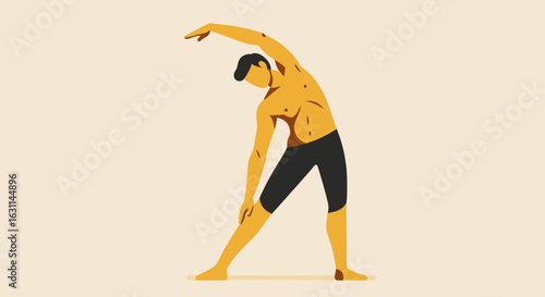 Man Stretching Body in Side Bend Pose.